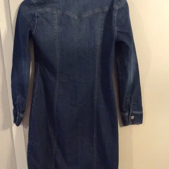 Inc International awesome denim snap up dress womens stretch Size 2 long sleeve - Picture 8 of 8